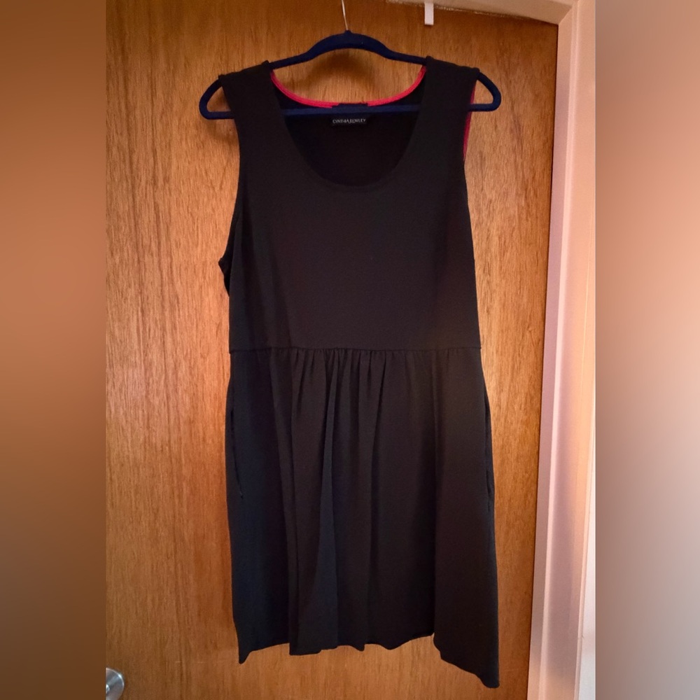 Cynthia Rowley Black Dress with Pink Trim